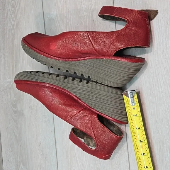 Fly London Women Ankle Leather Wedge shoes Sandals sz 40/9-9.5