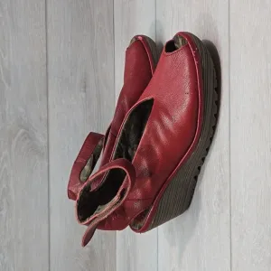 Fly London Women Ankle Leather Wedge shoes Sandals sz 40/9-9.5