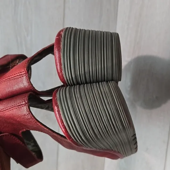 Fly London Women Ankle Leather Wedge shoes Sandals sz 40/9-9.5