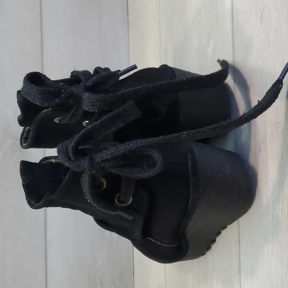 Fly London Yama Women Ankle Suede Wedge Tie Boots shoes sz 37 US 6.5- 7