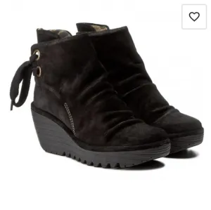 Fly London Yama Women Ankle Suede Wedge Tie Boots shoes sz 37 US 6.5- 7