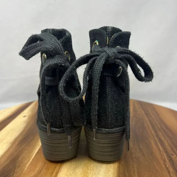 Fly London Yama Women's 8, EU 38 Black Suede Wedge Ankle Boots Booties Shoes