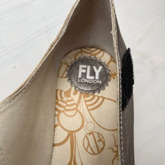 Fly London Yasi Bronze Leather Mary Jane Wedge Comfort Shoes SZ 40 (9-9.5)