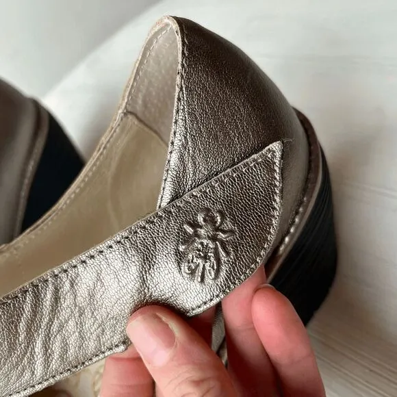 Fly London Yasi Bronze Leather Mary Jane Wedge Comfort Shoes SZ 40 (9-9.5)