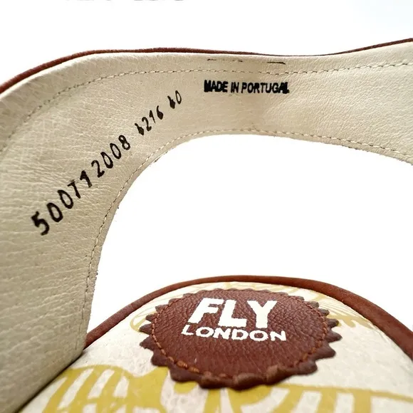 Fly London Yesh Wedge Sandals Knotted Strap Brick Rust Nubuck Leather Size 9-9.5