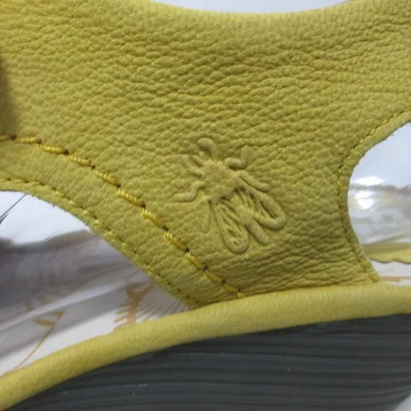Fly London Yifa nubuck Leather wedge heels sandals yellow NEW Size Sz 41 9