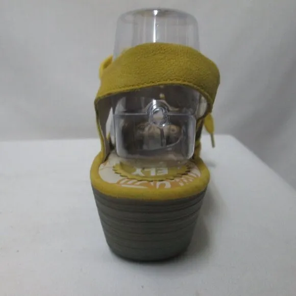 Fly London Yifa nubuck Leather wedge heels sandals yellow NEW Size Sz 41 9