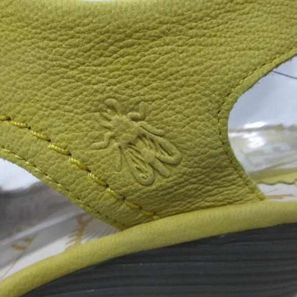 Fly London Yifa nubuck Leather wedge heels sandals yellow NEW Size Sz 41 9