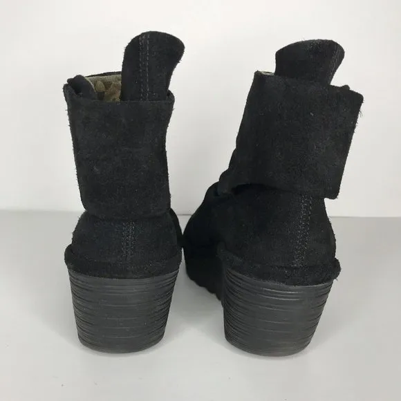 Fly London Yomi Suede Ankle Booties Wedge Boot Women's Size 38