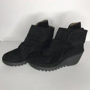 Fly London Yomi Suede Ankle Booties Wedge Boot Women's Size 38