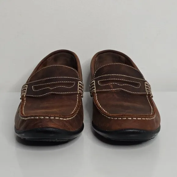 Foot Joy Club Casuals Penny Leather Loafer Shoes Mens 9.5 79011 Brown Red Accent