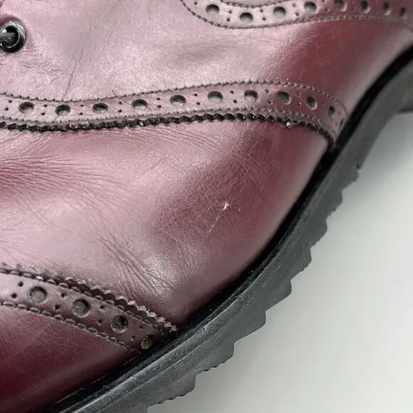 FootJoy Classics Wingtip Shoes Men Size 13 C Burgundy Leather Dress Low Oxford