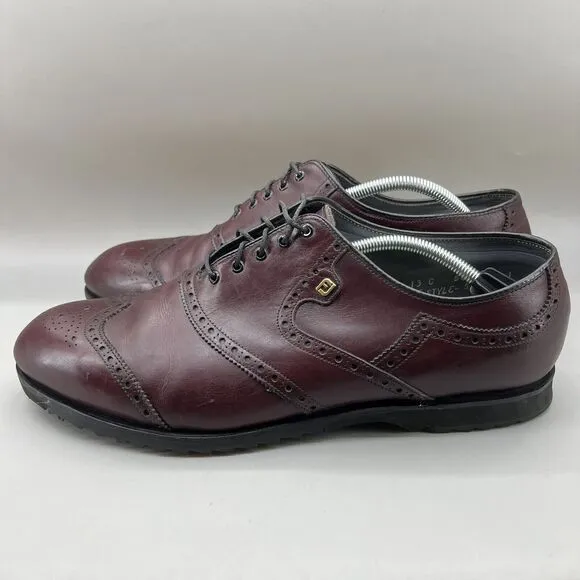 FootJoy Classics Wingtip Shoes Men Size 13 C Burgundy Leather Dress Low Oxford