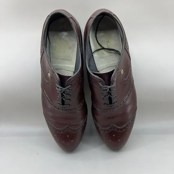 FootJoy Classics Wingtip Shoes Men Size 13 C Burgundy Leather Dress Low Oxford