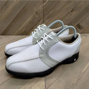 Footjoy GreenJoys Womens Golf Shoes Size 9 M White Grey Leather Golf‎ Spikes