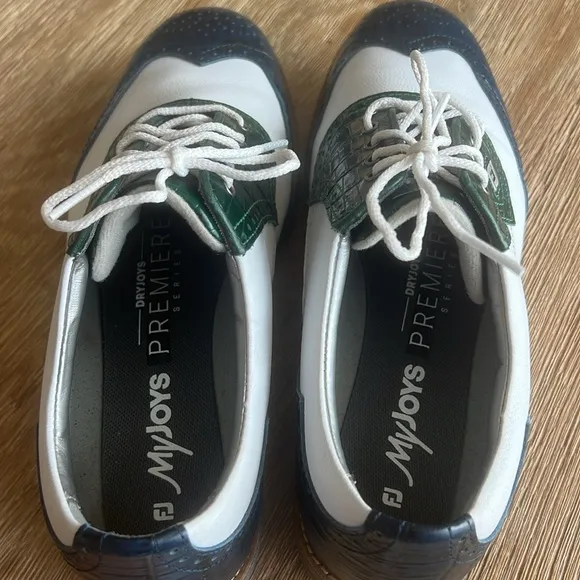 FOOTJOY women’s CUSTOMIZED “MY JOY”premiere series Masters blue/greenCROC,size 9