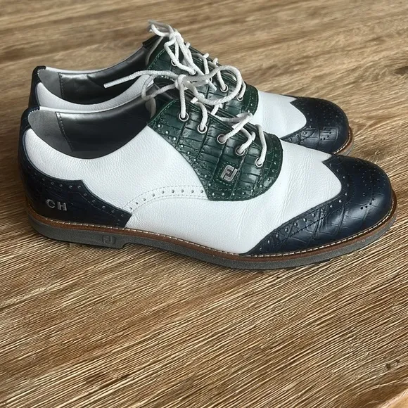 FOOTJOY women’s CUSTOMIZED “MY JOY”premiere series Masters blue/greenCROC,size 9