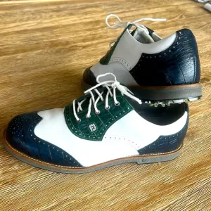FOOTJOY women’s CUSTOMIZED “MY JOY”premiere series Masters blue/greenCROC,size 9