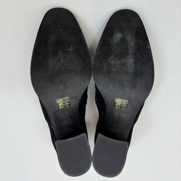Free People Alamo Booties Black Suede Leather 38 7.5/8 Shoes Studs Western Heels