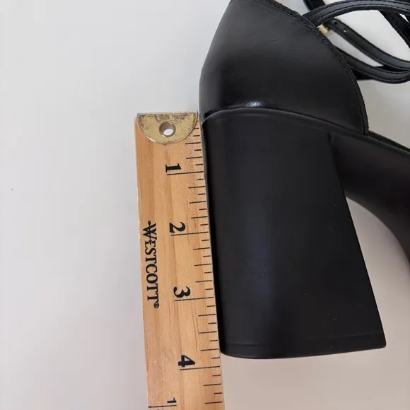 Free People Black Ankle Strap Platform Sandals Sz 6.5