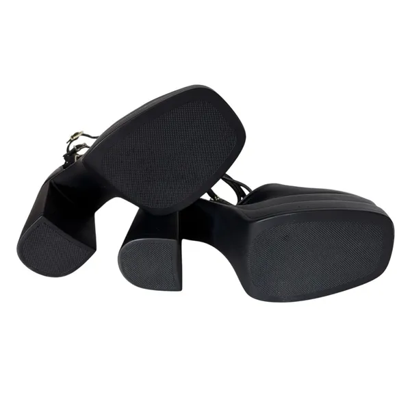Free People Black Ankle Strap Platform Sandals Sz 6.5