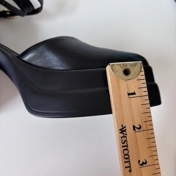 Free People Black Ankle Strap Platform Sandals Sz 6.5