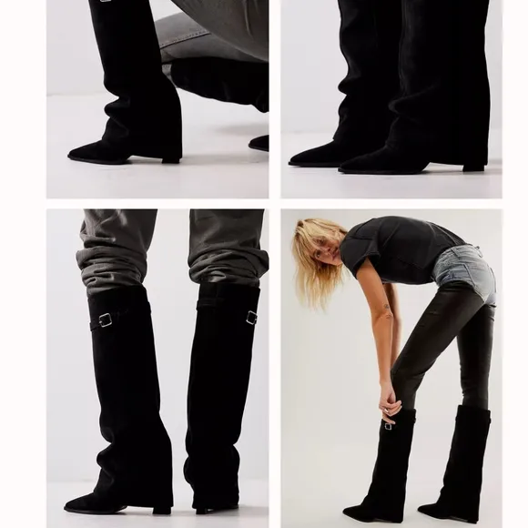 Free People Black Suede Boots size 7