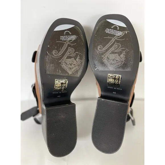 Free People Follow Your Own Path Platform Leather Sandals Black Brown EU40/US 10