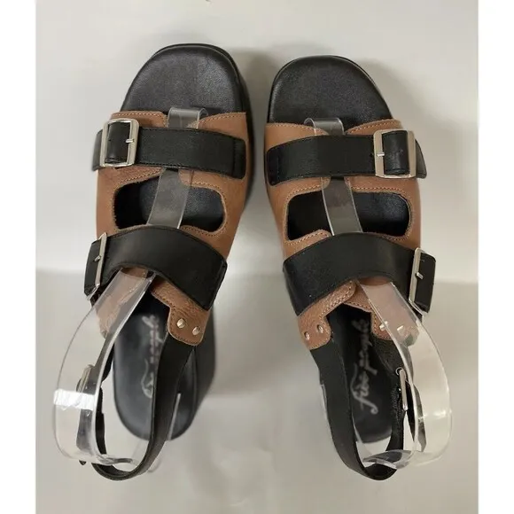 Free People Follow Your Own Path Platform Leather Sandals Black Brown EU40/US 10