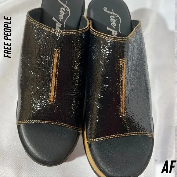 FREE PEOPLE GABRIELA CLOG NEW SIZE 38 BLACK PATENT LEATHER