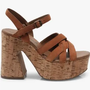 Free People Lisbon Mary Jane Platform SANDALS Size 40/10 Suede Cork