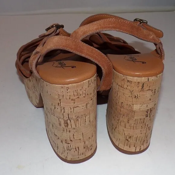 Free People Lisbon Mary Jane Platform SANDALS Size 40/10 Suede Cork