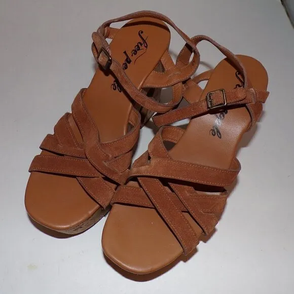 Free People Lisbon Mary Jane Platform SANDALS Size 40/10 Suede Cork
