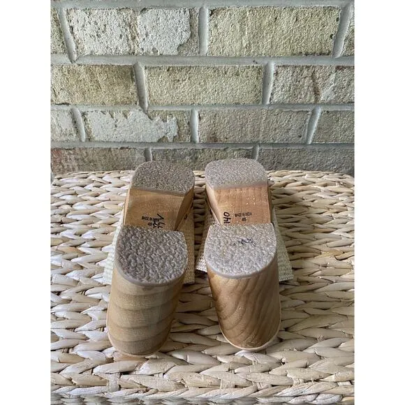 Free People Shoes Claudia Crochet Clog Tan Weave Chunky EU 40 US Women’s 9 EUC