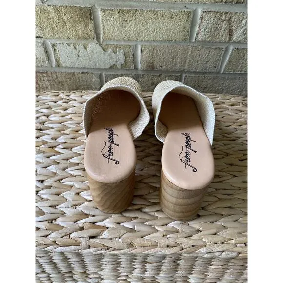 Free People Shoes Claudia Crochet Clog Tan Weave Chunky EU 40 US Women’s 9 EUC