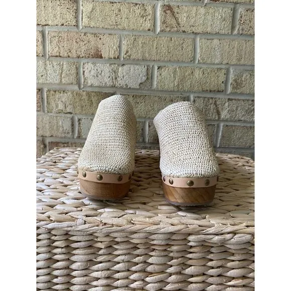 Free People Shoes Claudia Crochet Clog Tan Weave Chunky EU 40 US Women’s 9 EUC