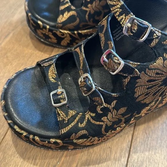 Free People Shoes Free People Huffman Buckle Wedge Heels size 37 fits a size 7.5