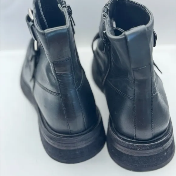 Free People Women’s Size 10 Isla Moto Boots Black Leather Silver Buckle