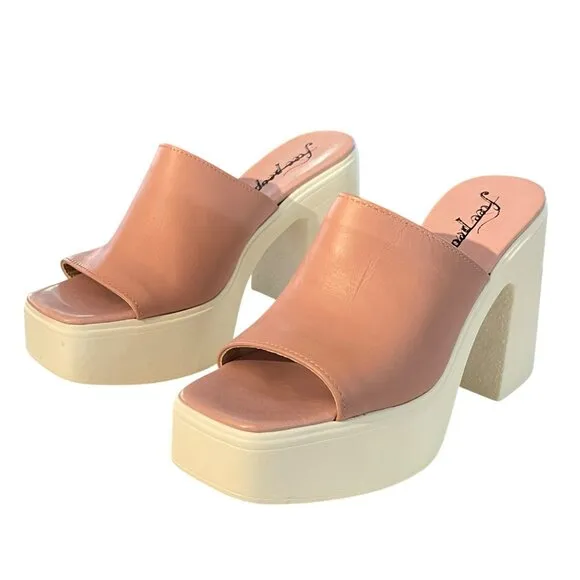 Free People Zoe Platform Heel Natural Pink Shoes Size 39 US 9 NEW