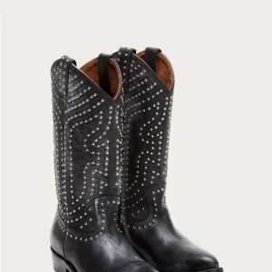Frye Billy Stud Black Leather Cowboy Boots