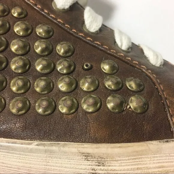 Frye Brown Kira Studded High-top Sneaker Flats