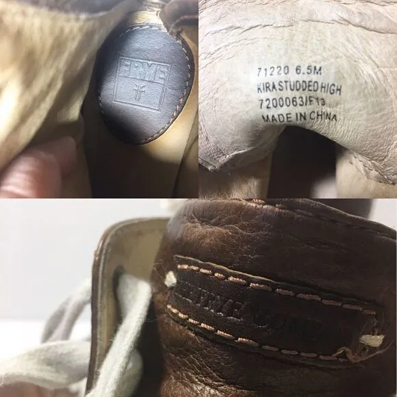 Frye Brown Kira Studded High-top Sneaker Flats