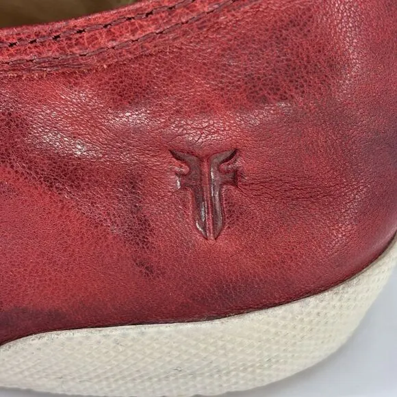 Frye Burnt Red Leather Melanie Low Profile Lace Up Sneakers Women’s 10