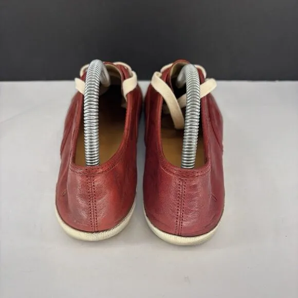 Frye Burnt Red Leather Melanie Low Profile Lace Up Sneakers Women’s 10