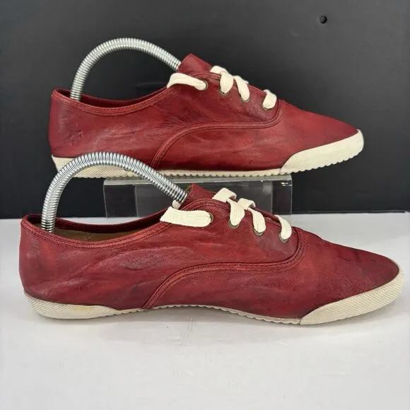 Frye Burnt Red Leather Melanie Low Profile Lace Up Sneakers Women’s 10