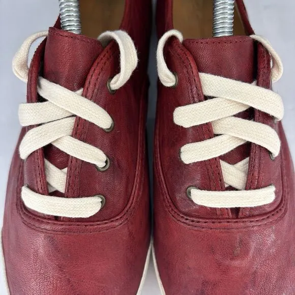 Frye Burnt Red Leather Melanie Low Profile Lace Up Sneakers Women’s 10