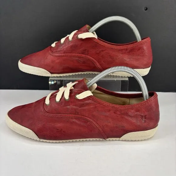 Frye Burnt Red Leather Melanie Low Profile Lace Up Sneakers Women’s 10