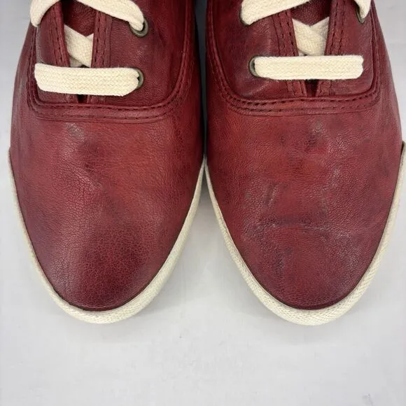 Frye Burnt Red Leather Melanie Low Profile Lace Up Sneakers Women’s 10