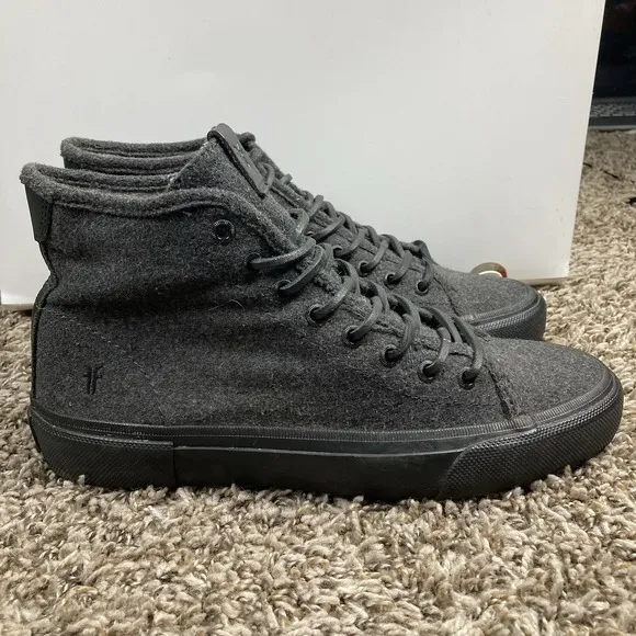 Frye Ludlow High Top Wool Mens 8 Gray Black Shoes Sneakers Chukka Wool