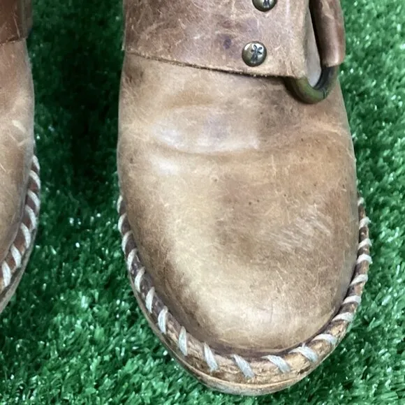 Frye Tan Leather Wedge Slides 9M